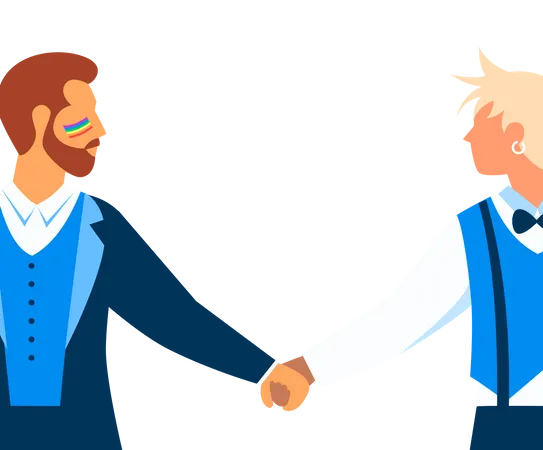 Gay couple holding hands Illustration
