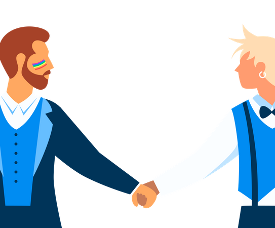 Gay couple holding hands  Illustration