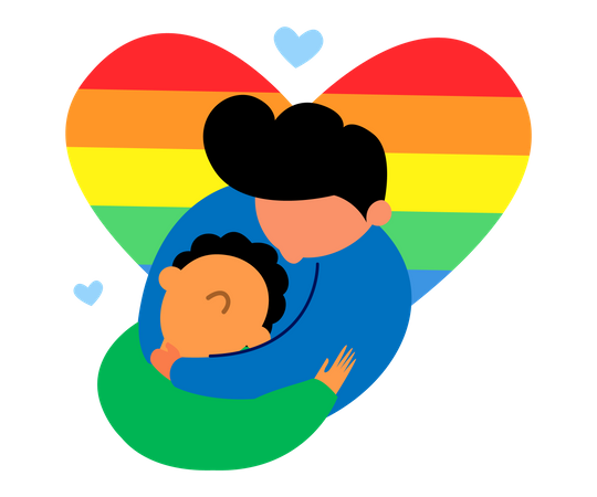 Gay couple hugging each other Illustration