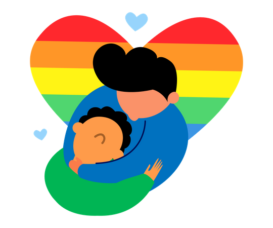 Gay couple hugging each other  Illustration