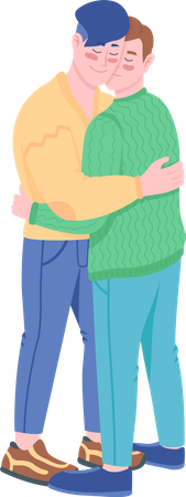 Gay couple hugging  Illustration