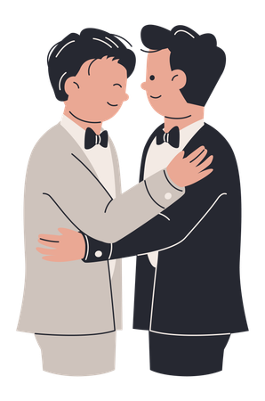 Gay Couple Hugging  Illustration