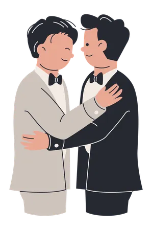 Gay Couple Hugging  Illustration