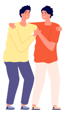 Gay couple Hugging  Illustration