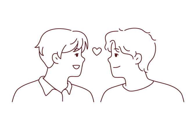 Gay couple in love  Illustration