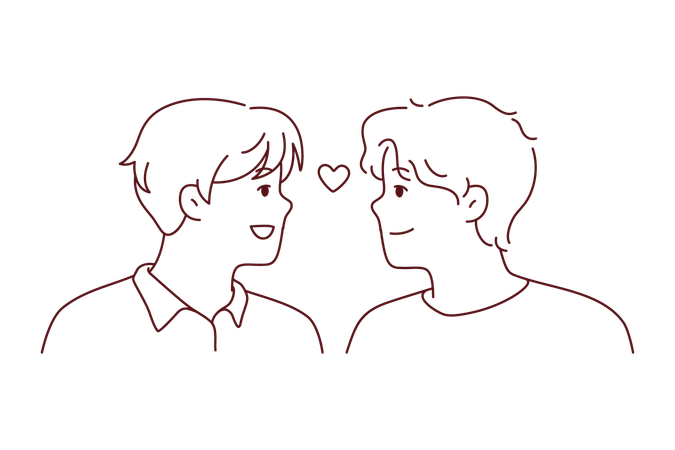 Gay couple in love  Illustration