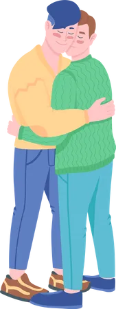 Gay couple hugging Illustration