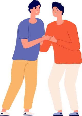 Gay couple standing together  Illustration