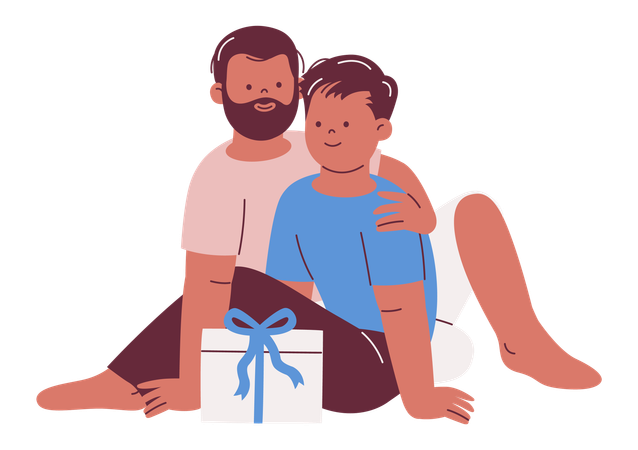 Gay Couple with Gift  Illustration