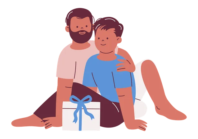 Gay Couple with Gift  Illustration