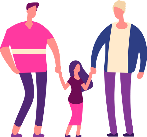 Gay couple with kid Illustration