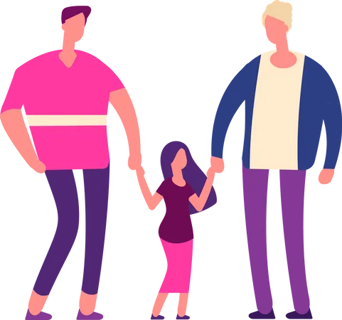 Gay couple with kid Illustration