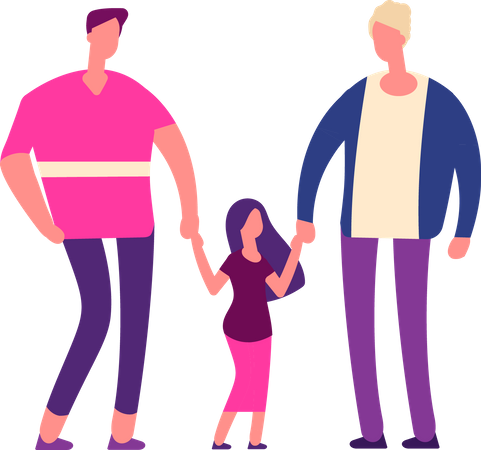 Gay couple with kid  Illustration