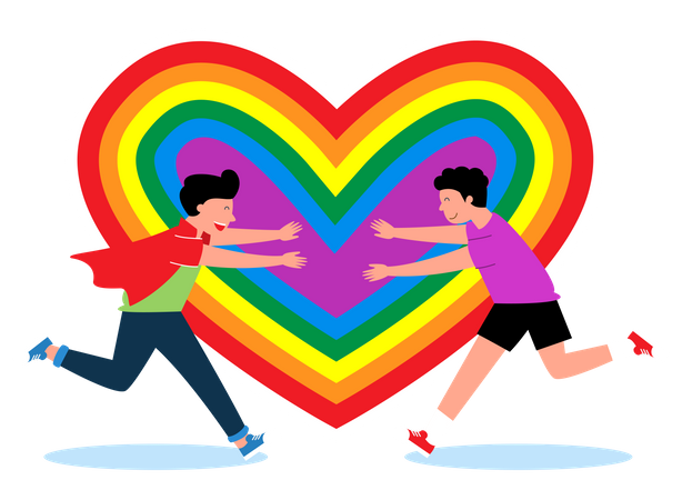 Gay men celebrating LGBT month Illustration