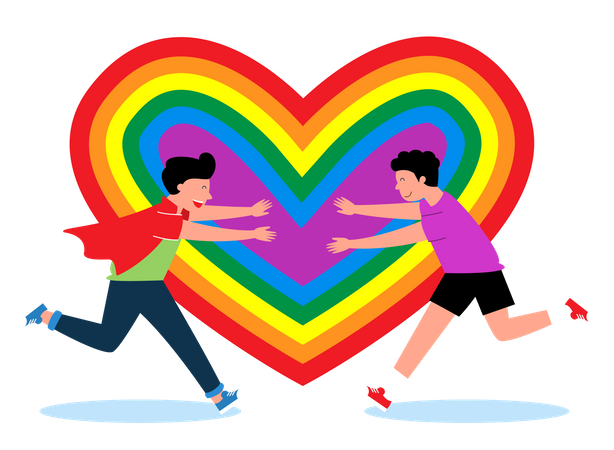 Gay men celebrating LGBT month  Illustration