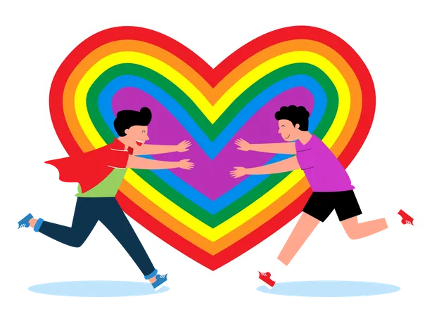 Gay men celebrating LGBT month  Illustration