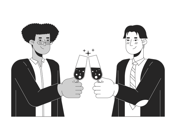 Gay men couple clink glasses  Illustration