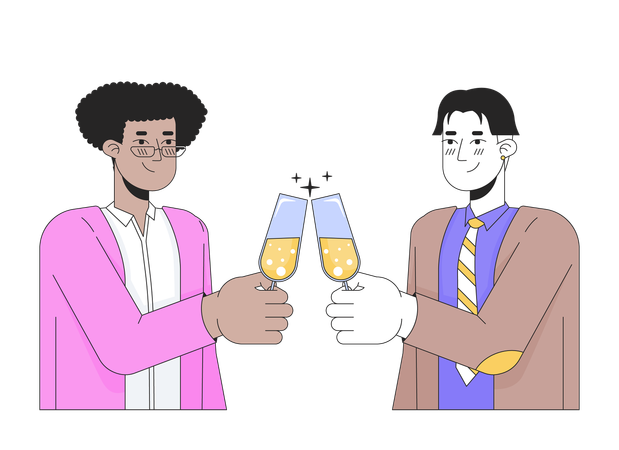Couple d'hommes gais trinquant  Illustration