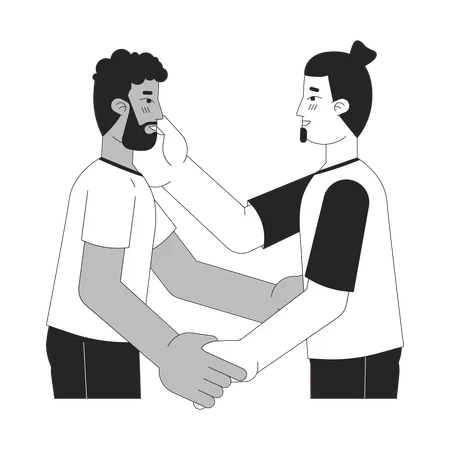 Gay Men Lovers Embrace Black And White 2 D Line Cartoon Characters Passionate Homosexual Couple Isolated Vector Outline People I Love You Intimate Bonding Monochromatic Flat Spot Illustration Illustration
