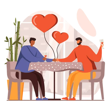 Gays on date  Illustration