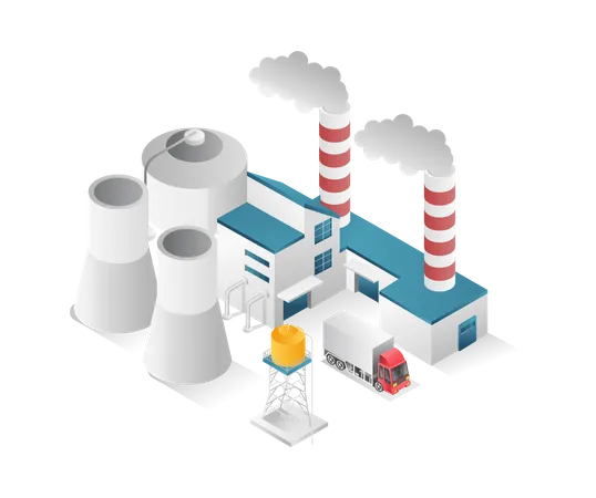 Industriel à gaz avec cheminée  Illustration