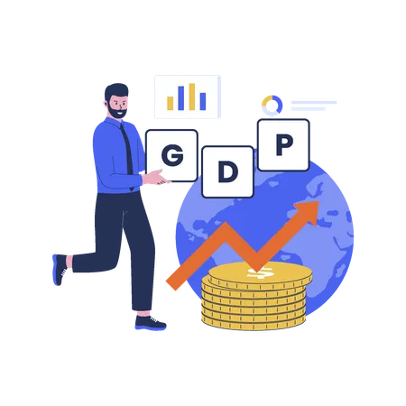 Vector Of GDP Illustration Gross Domestic Product Globe Business Economy Flat Design Illustration Illustration
