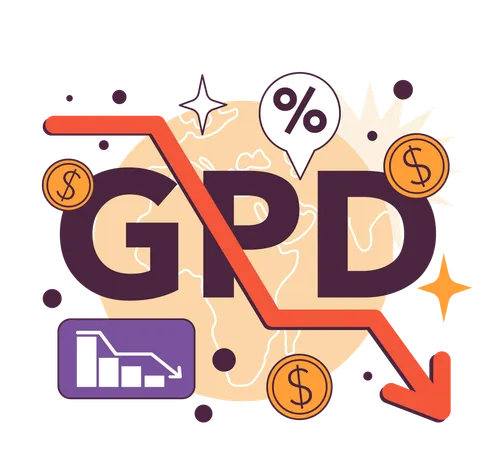 GDP Decline As A Recession Indicator Significant Widespread And Prolonged Economic Slow Down Or Stagnation Economical Activity Decline Sign Flat Vector Illustration Illustration
