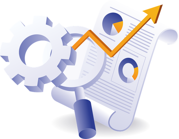 Gear analyzes data graphs  Illustration