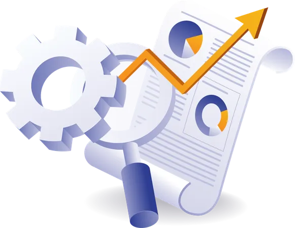 Gear analyzes data graphs  Illustration