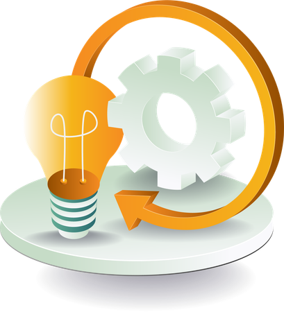 Gear rotation with light bulb idea  Illustration