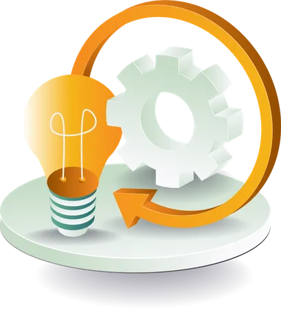 Gear rotation with light bulb idea  Illustration