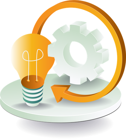 Gear rotation with light bulb idea  Illustration