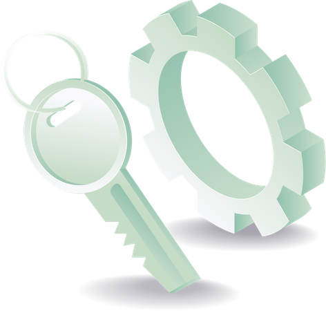 Gear symbol with security lock  Illustration