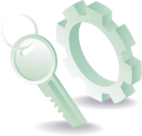 Gear symbol with security lock  Illustration