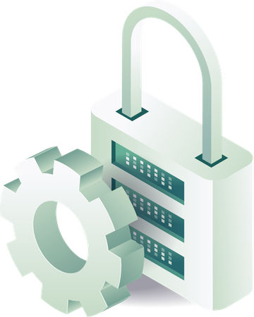 Gear with padlock symbol of technology security  Illustration