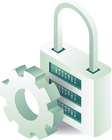 Gear with padlock symbol of technology security  Illustration