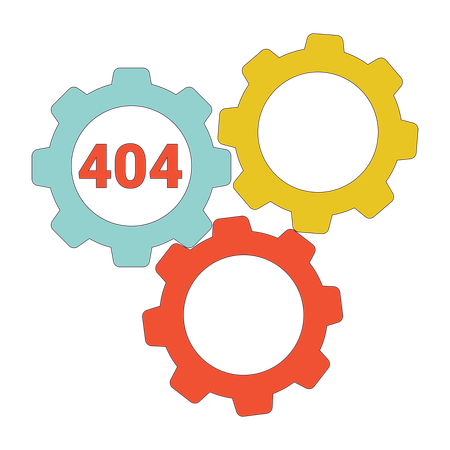 Gears cogwheels error 404 flash message  Illustration