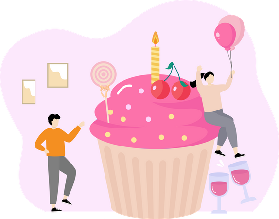 Geburtstags-Cupcake  Illustration