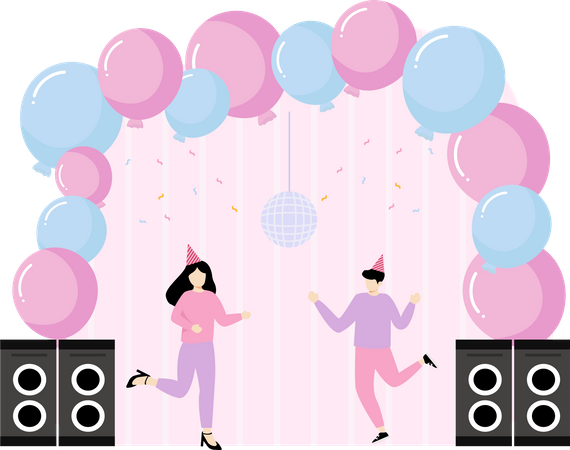 Geburtstags-DJ-Party  Illustration