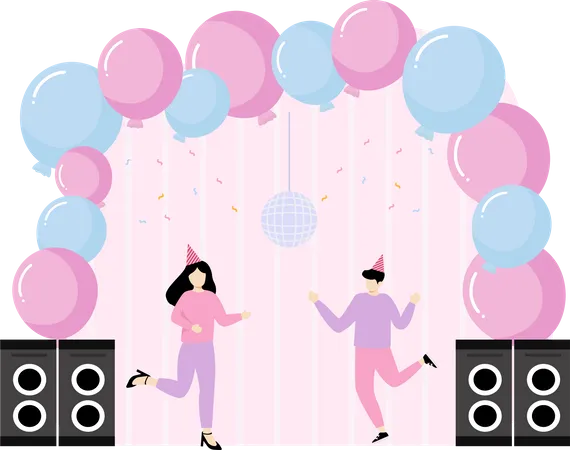 Geburtstags-DJ-Party  Illustration