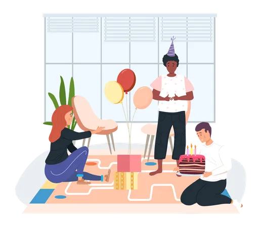 Geburtstagsfeier im Büro  Illustration
