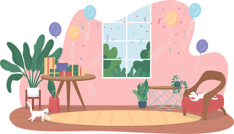 Geburtstagsfeier zu Hause  Illustration