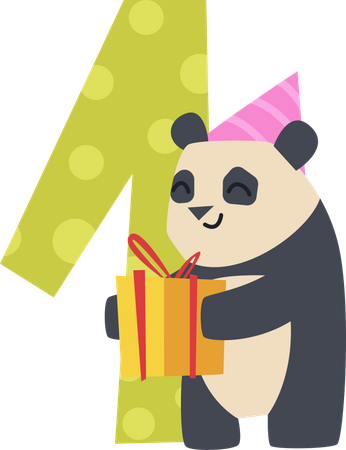 Geburtstagszahlen mit Panda  Illustration