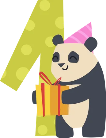 Geburtstagszahlen mit Panda  Illustration