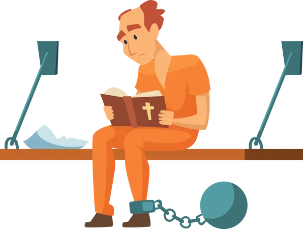 Gefangene lesen Bibel im Gefängnis  Illustration