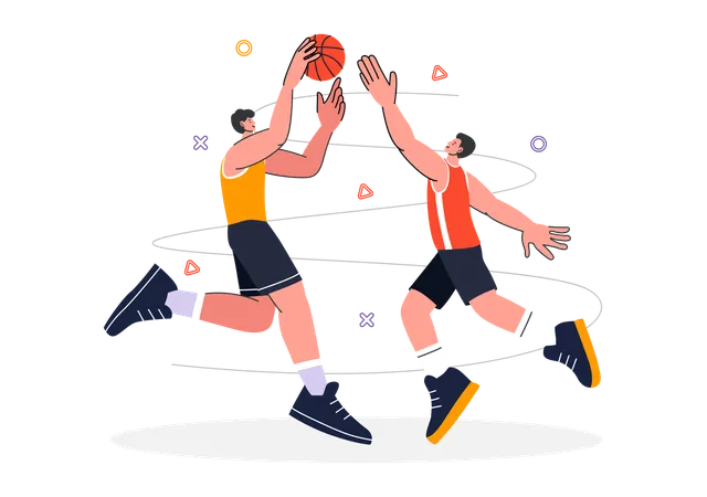 Gegner spielt Basketball auf dem Platz  Illustration