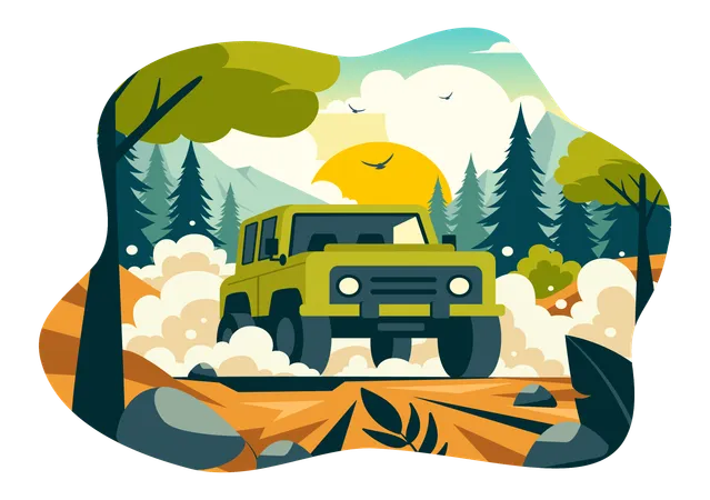 Geländewagen-Safari  Illustration