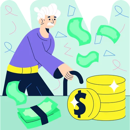 Geld für den Ruhestand sparen  Illustration