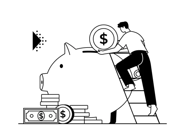 Geld im Sparschwein sparen  Illustration