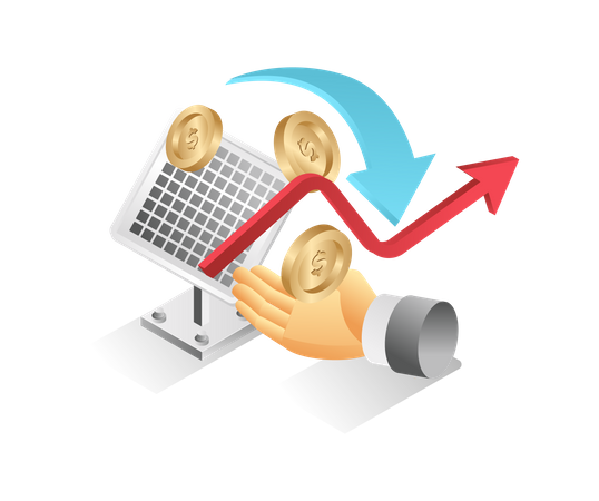 Geld sparen mit Solarmodulen  Illustration